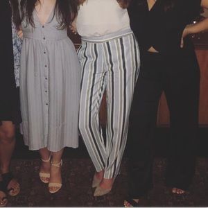 Tory Burch Striped Linen Blend Pants